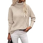 Zeagoo Women's Turtleneck Sweater Fall Winter 2026 Long Sleeve Chunky Knitted Trendy Pullover Tops