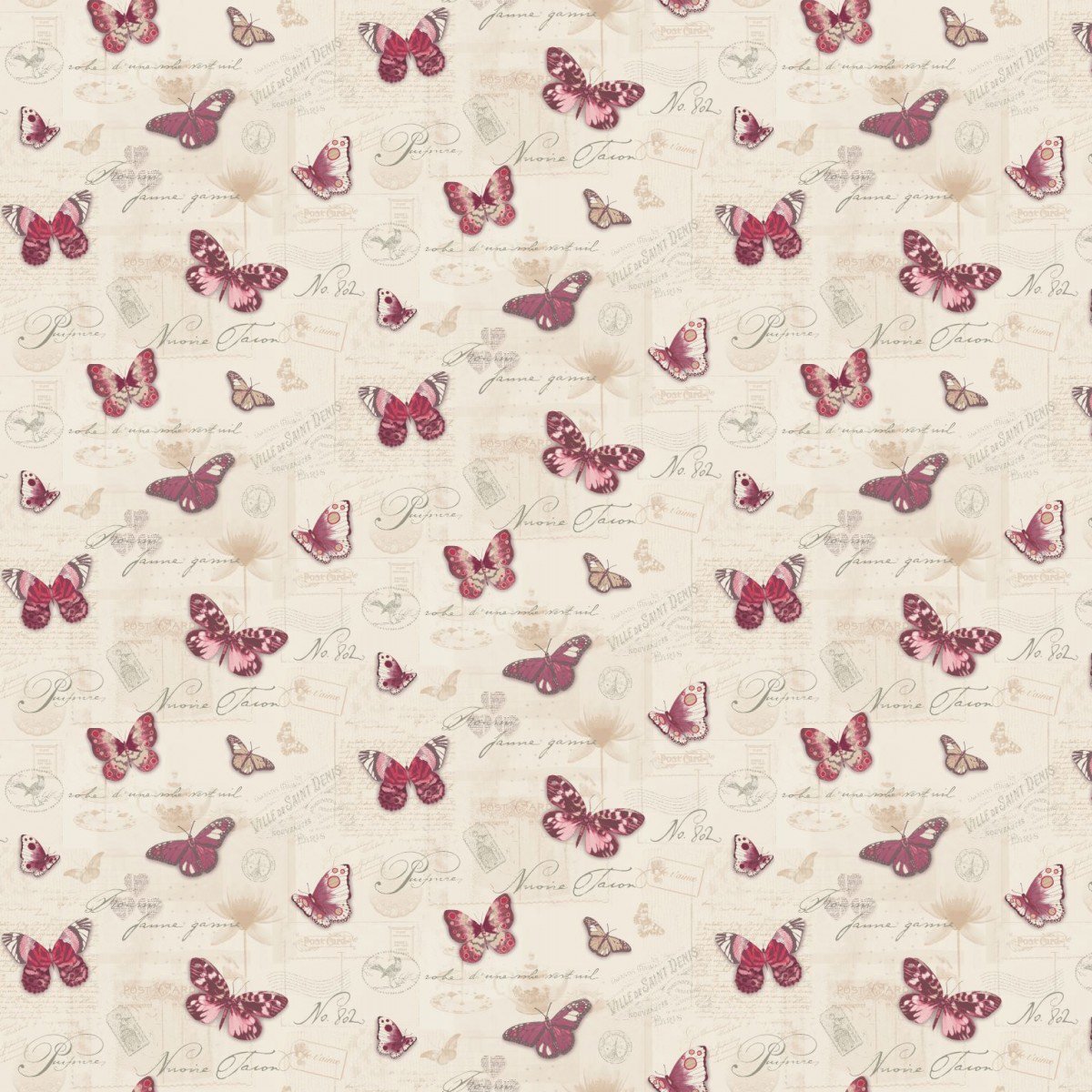 MyTinyWorld Pack of 5 Dolls House Butterflys On Pale Peach Wallpaper Sheets