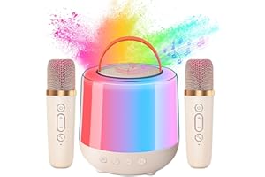 KingSom Karaoke Machine for Kids Adults,Mini Karaoke Machine with 2 Wireless Microphone,Portable Bluetooth Karaoke Speaker with Lights & Voice Changing Effects, Karaoke Microphone Gifts for Birthday