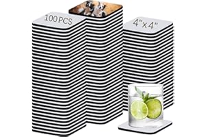 OKBA 100 PCS Sublimation Blank Cup Coasters Bulk, 4x4 Inch Square Blank Cup Mat Rubber for Sublimation Transfer Heat Press Printing DIY Crafts