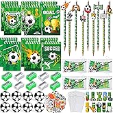 SNLN Soccer Party Favors Birthday Supplies School Stationery Bulk - Mini Notebook Pencil Eraser Bookmark Sharpener Bag Sticker, Goodie Stuffer Pinata Filler Boy Kids Soccer Themed Party Supplies