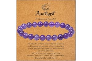 MAIBAOTA Healing Crystal Bracelet for Women Men, 8 mm Natural Stone Beaded Bracelets, Jewelry Birthday Gifts, Round Gemstones Stretch Bracelet