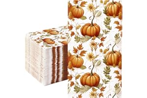 Homlouue 100PCS Fall Napkins, 3-Ply Thanksgiving Napkins Disposable, Vintage Pumpkin Paper Napkins, Thanksgiving Autumn Harvest Fall Party Supplies, Thanksgiving Guest Towels for Bathroom Dinner Home