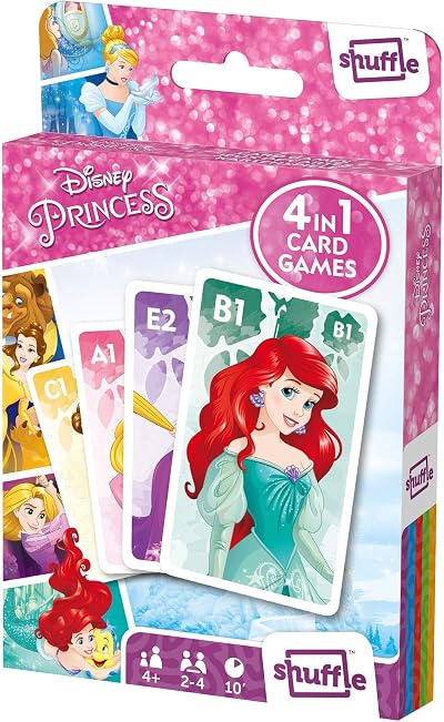 Shuffle Disney Princess 4 in 1 Card Games for Kids Ages 4+ Multicolor