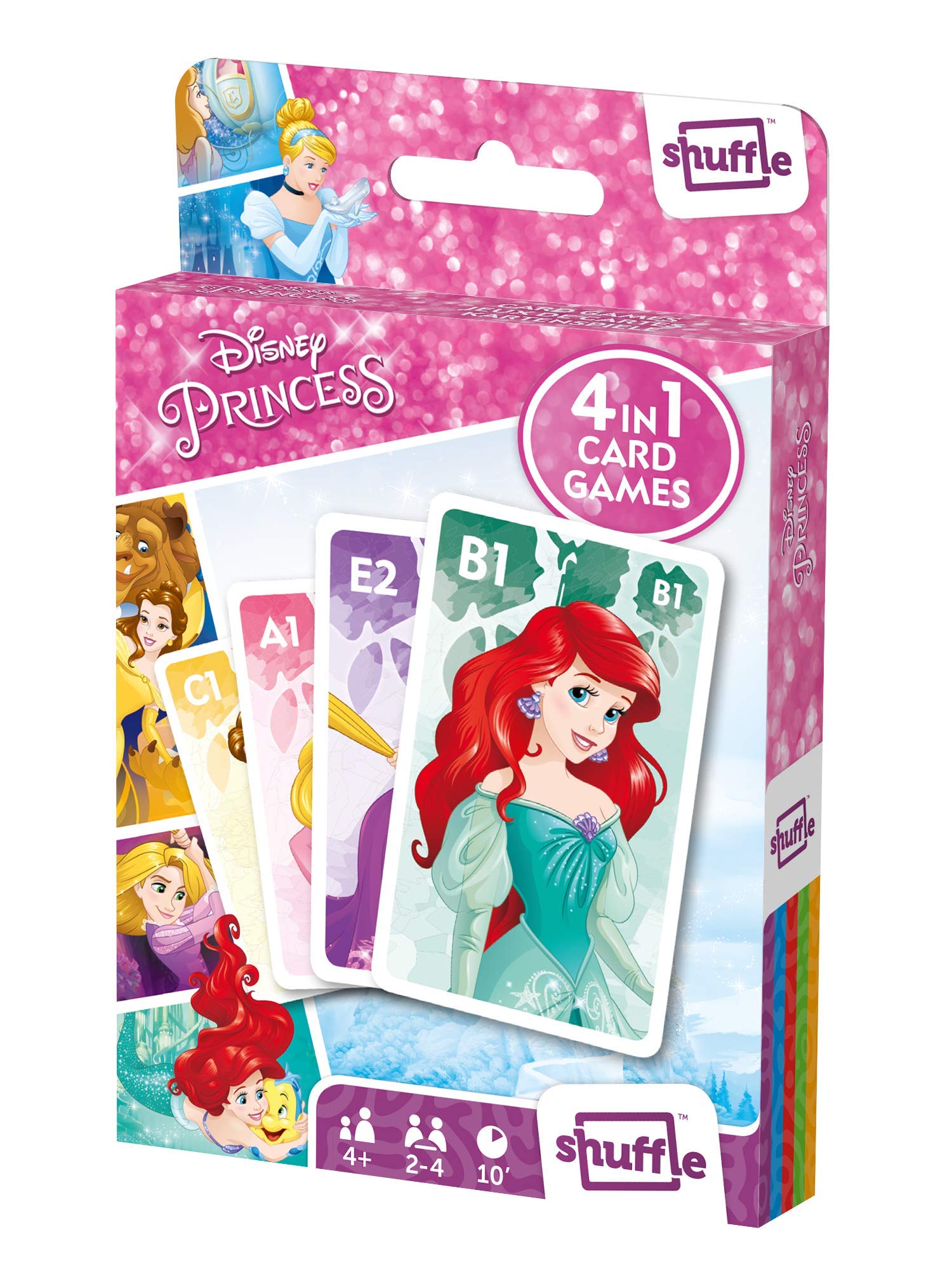Shuffle Princess Card Games For Kids - 4 in 1 Snap, Pairs, Happy Families & Action Game, Game Guide Included, Ages 4+ Multicolor