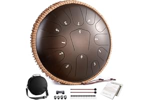 Lronbird Steel Tongue Drum 12 Inch 13 Notes Hand Drums with Travel Bag Mallets Music Book, C Major Musical Instruments for Adults - Concert Percussion - Sound Healing Gifts (Bronze)