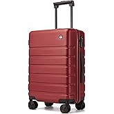 Hulsin Carry on Luggage Suitcase, 22x14x9 Airline Approved 20 Inch Hardside Carry-on Luggage with Spinner Wheels, Hard Shell Luggage with TSA Lock, Hard Case Small Travel Suitcase (Red, 20-Inch)