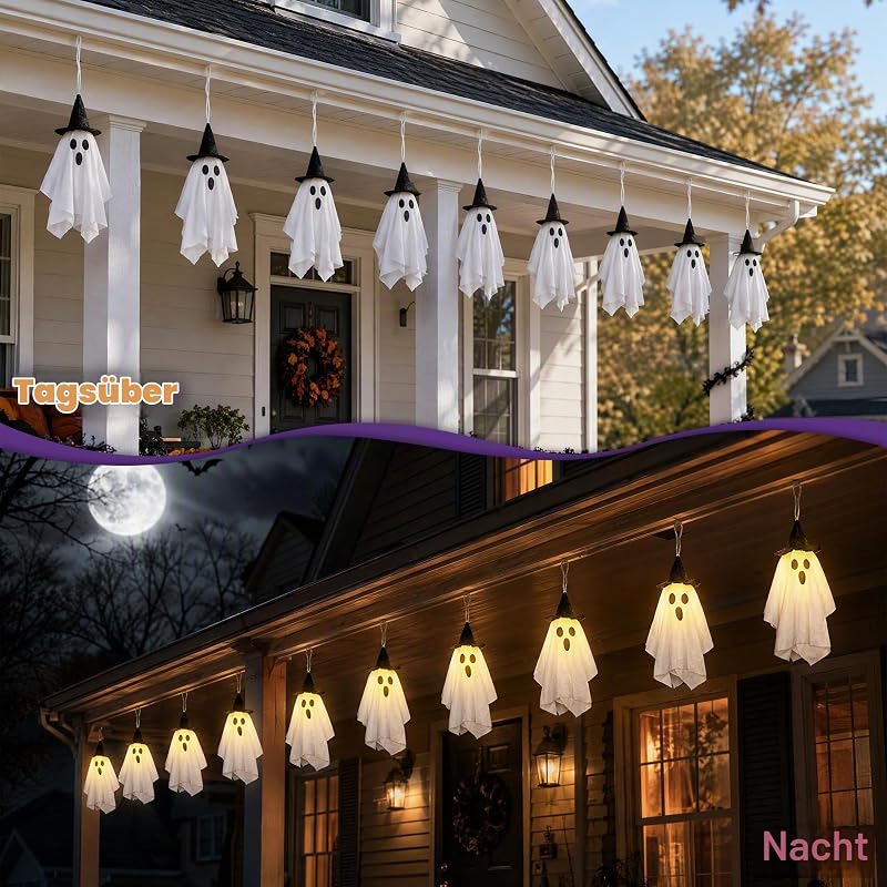Halloween Deko Lichterkette mit Geister-Motiv — Foto 5 von 6
