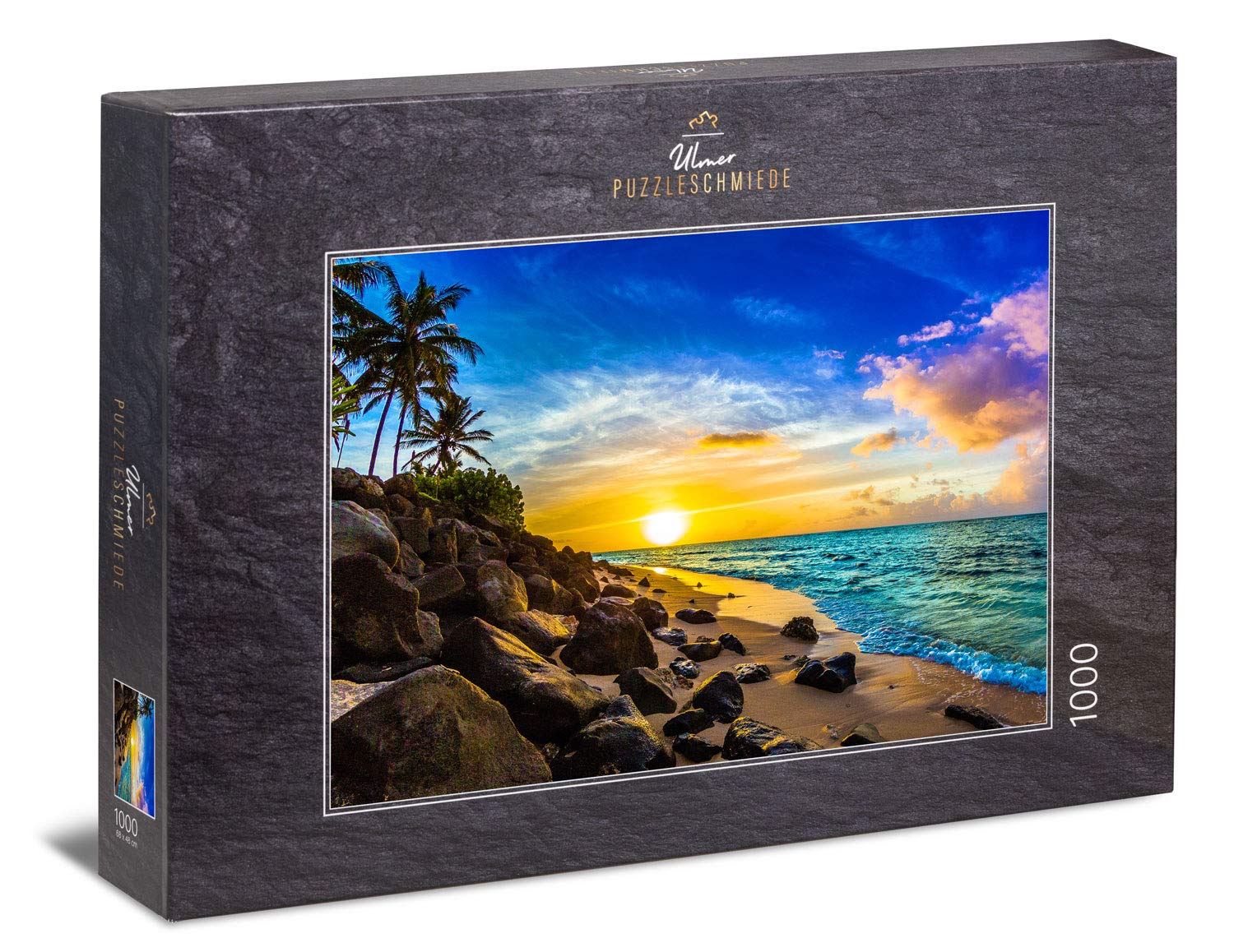 Ulmer Puzzleschmiede - Puzzle "Evening sun in Hawaii": 1000 pieces jigsaw puzzle - Atmospheric landscape motif of sunset over the sea