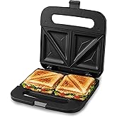 Elite Gourmet ESM2207XSS 2-Slice Panini Maker, 750W, Stainless Steel | Nonstick cooking surface makes grilled cheese, tuna melts &amp; omelets - also a sandwich maker for breakfast