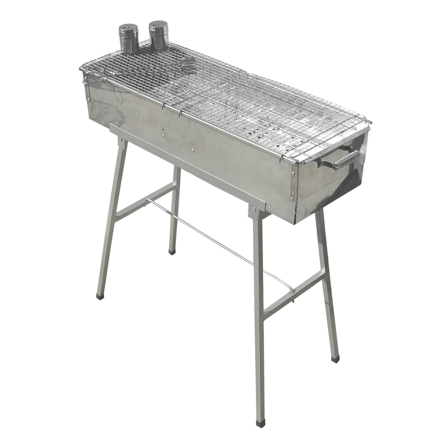 Party Griller Yakitori Grill 32" x 11" - Portable Stainless Steel Charcoal Barbecue Grill w/ 2X Stainless Steel Mesh Grate. BBQ Kebab, Satay. Makes Juicy Shish Kebob, Shashlik, Spiedini on The Skewer