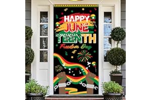 CUIXINCLT Juneteenth Decorations Door Banner 35.4x70.8 Inches Happy Juneteenth Decor Door Banner Black History Month Decorations African Afro American Festival Supplies for Welcome Guests