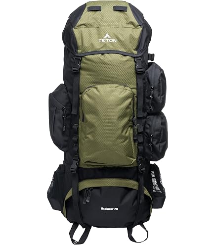 Amazon Basics Internal Frame Hiking Backpack for Camping and Backpacking, Adjustable Straps, Rainfly Included, 75 Liters, Black : Sports & Outdoors