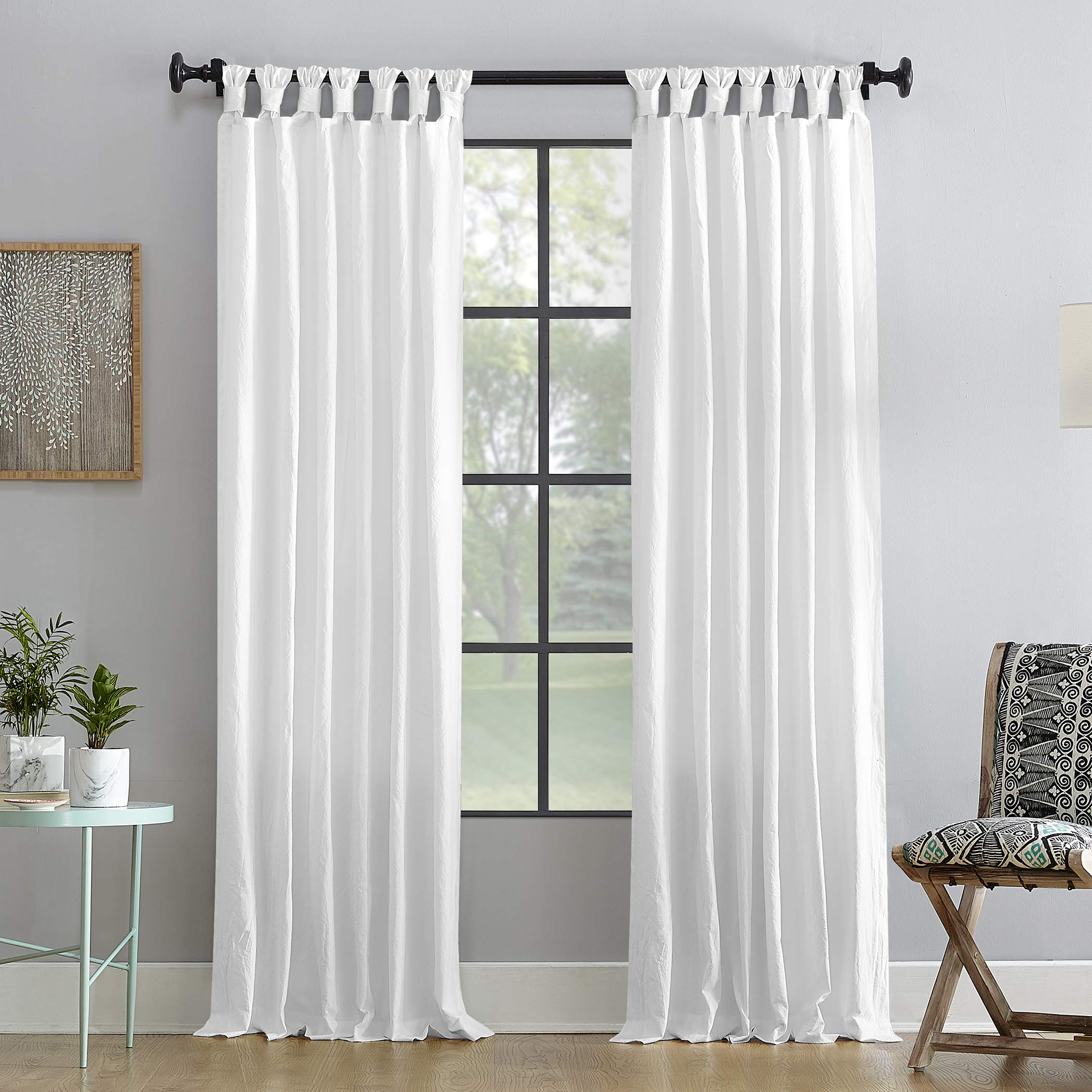 Archaeo Washed Cotton Twist Tab Curtain, 52" x 108", White