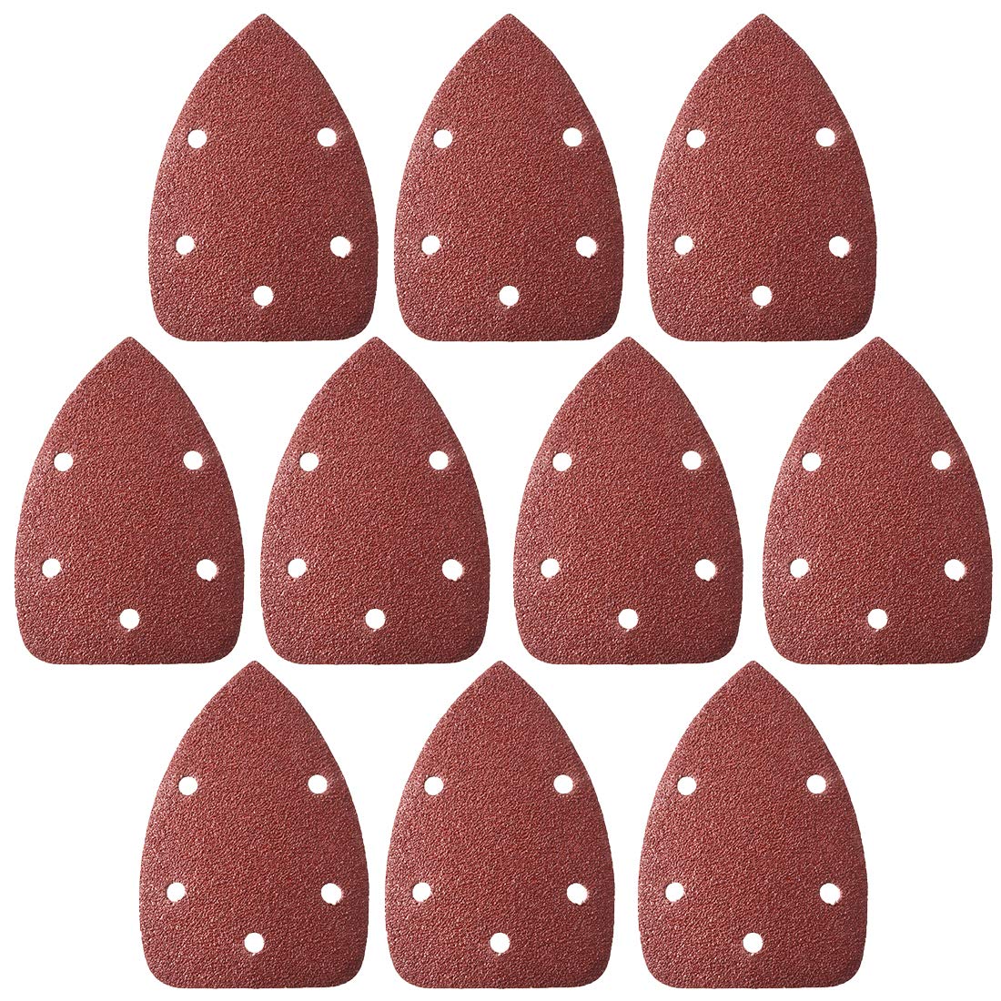 sourcing map Detail Sander Sandpaper, Triangular Sanding Paper, Hook and Loop Sanding Pads, Triangle Oscillating Multi Tool, 40 Grits 5 Holes, 10pcs