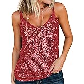lime flare Women Sexy Sparkle Shimmer Cami Tank Tops Las Vegas Disco Sequin Camisole