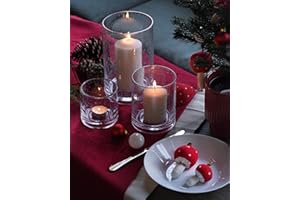 ARIAMOTION Hurricane Glass Candle Holders Set, Pillar Votive,Clear Seeded Bubbles Cylinder Vase,Modern Rustic Table Centerpieces Bulk, 3 Sizes 8 Inch 5 Inch 3.5 Inch Height