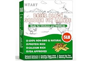 MTART 5LB Dried Black Soldier Fly Larvae Treat for Chicken, 100% Natural Non-GMO More Calcium Than Dried Mealworms High Protein Chicken Feed for Birds, Ducks, Layer Hens
