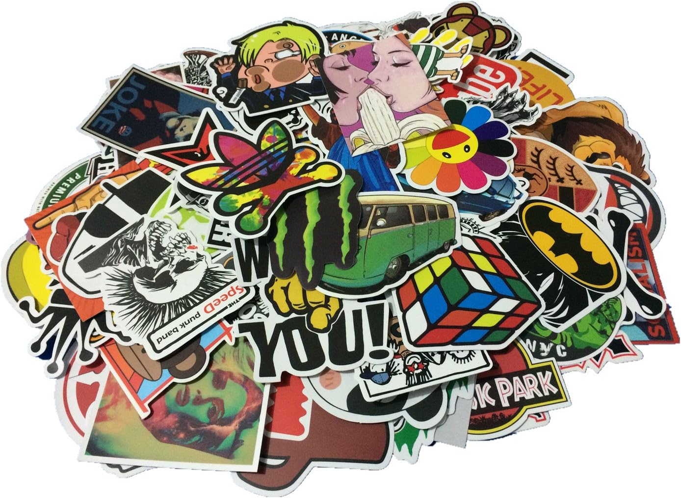 Cool Sticker 50pcs Random Music Film Vinyl Skateboard Guitar Travel Case Sticker Door Laptop Luggage Car Bike Bicycle Stickers