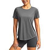 Women's Short Sleeve Workout Shirts UPF 50+ Sun Protection T-Shirts Quick Dry Breathable Gym Running Hiking Tops for Women