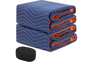 Permade 2 Pack Moving Packing Blankets- 72x80 in (8.8lb/dz) Heavy Duty Moving Pads for Furniture Protection Professional Quilted Cargo Shipping Furniture Blankets for Packing, Blue