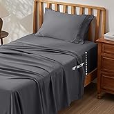 Bedsure Deep Pocket Twin Sheets Set - Fits Mattresses Up to 21 Inches Thick -3 Piece GentleSoft Bed Sheets, Moisture Wicking, Soft & Cooling Bedsheet & Pillowcases, Easy & Secure Fit, Dark Grey