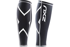 2XU Compression Calf Guards for Lower Leg Support and Recovery, Black/Black, Large