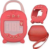 JCHPINE Hard Case and Silicone Cover for JBL Clip 5 Ultra Portable Bluetooth Speaker Accessories, Soft Silicone Case for JBL Clip 5 Speaker Stand Up Holder (Red)