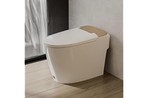 CASTA DIVA CD-W10V-GO Non-electric Elongated Smart Toilet with Bidet, Map Flush 1000 Grams,ADA Comfort Height,Built-in Air Pressure-Assisted System for Power Flush,Soft Open and Close, 1.0GPF (Gold)