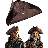 Pirate Tricorn Hat for Adults Mens Faux Leather Pirate Hat for Christmas Holiday & Gifts Cosplay Party