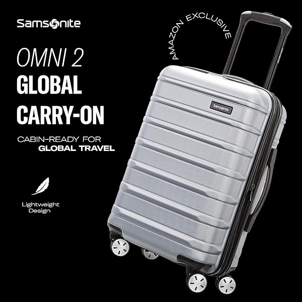 SAMSONITE OMNI 2 GLOBAL CARRY-ON SPINNER LUGGAGE – COMPACT SIZE FOR INTERNATIONAL TRAVEL – AIRLINE-APPROVED – FEATURES EXPANDABLE POLYCARBONATE SHELL, 360° WHEELS, USB POWER HUB – PURPLE