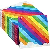 Hotop 50 Pcs Neon Napkins Glow in Dark Rainbow Soccer Napkins Birthday Disposable Paper Party Decorations Supplies(Rainbow)