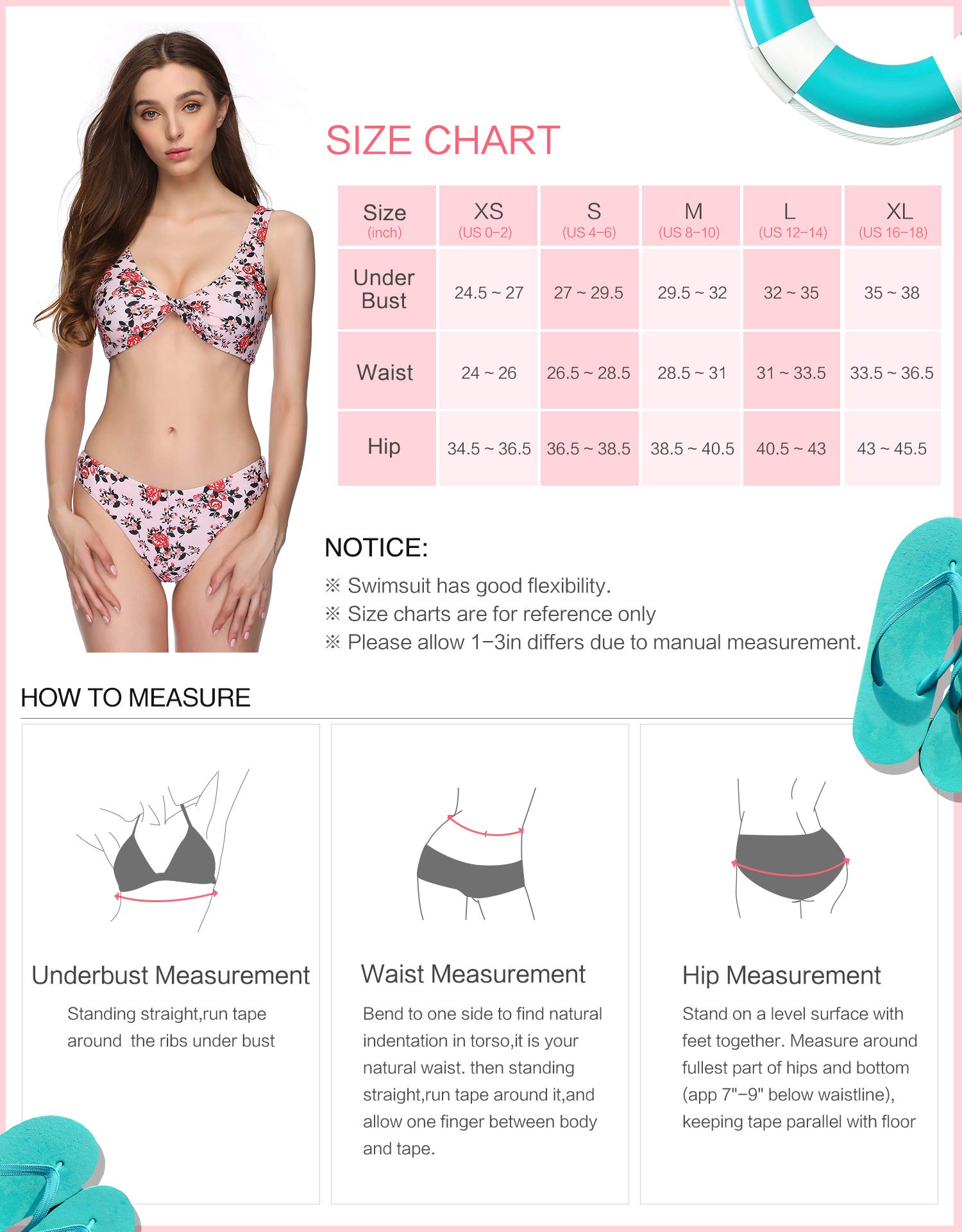 Verano Playa Women\'s Sexy Swimsuit Racerback Bikini Top Bow Tie Front Low Waist Bottom Floral Printed Two Pieces Bathing Suit