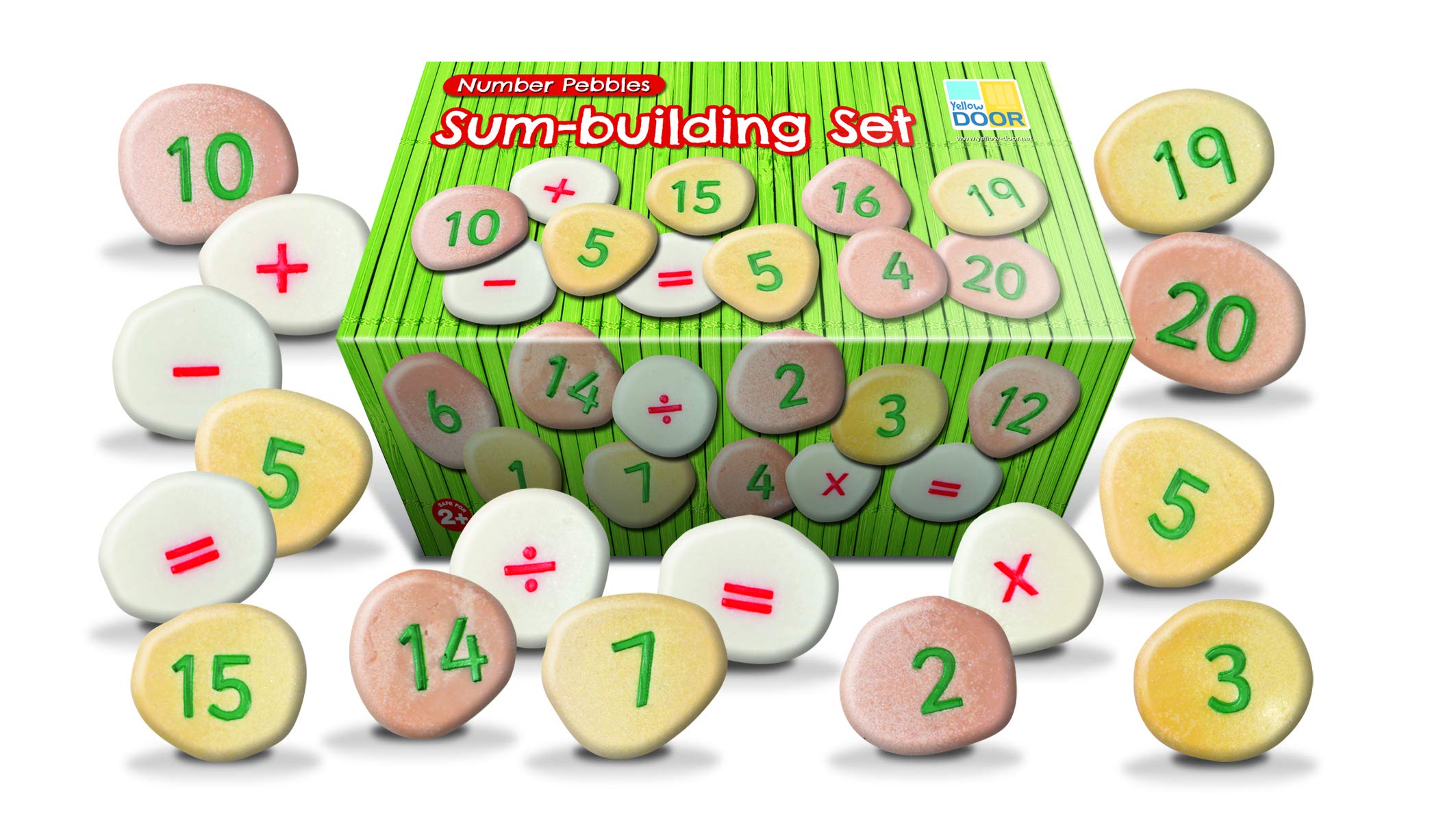 Yellow Door Number Pebbles – Sum-building Set | Maths for kids 2 3 4 5 | Early Educational Toys for Counting 1-10 | Numerals | Addition, Subtraction, Multiply, Divide | Number Bonds | Odd and Even