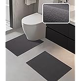 YIHOUSE Bathroom Rug Sets 2 Piece, Ultra Thin Bath Mat Fit Under Door, Absorbent Quick Dry Bath Mat for Bathroom Non Slip Machine Washable Floor Mat (Dark Grey, 2 Piece)