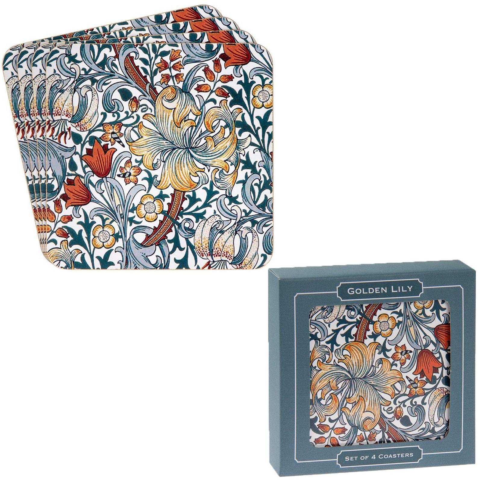 Golden Lily Coasters (Set of 4)