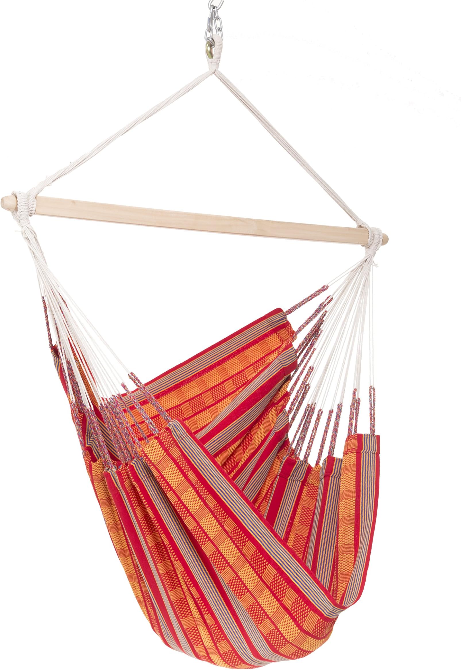Colombian Hammock Chair - 44 inch - Natural Cotton Cloth (Orange and Red)