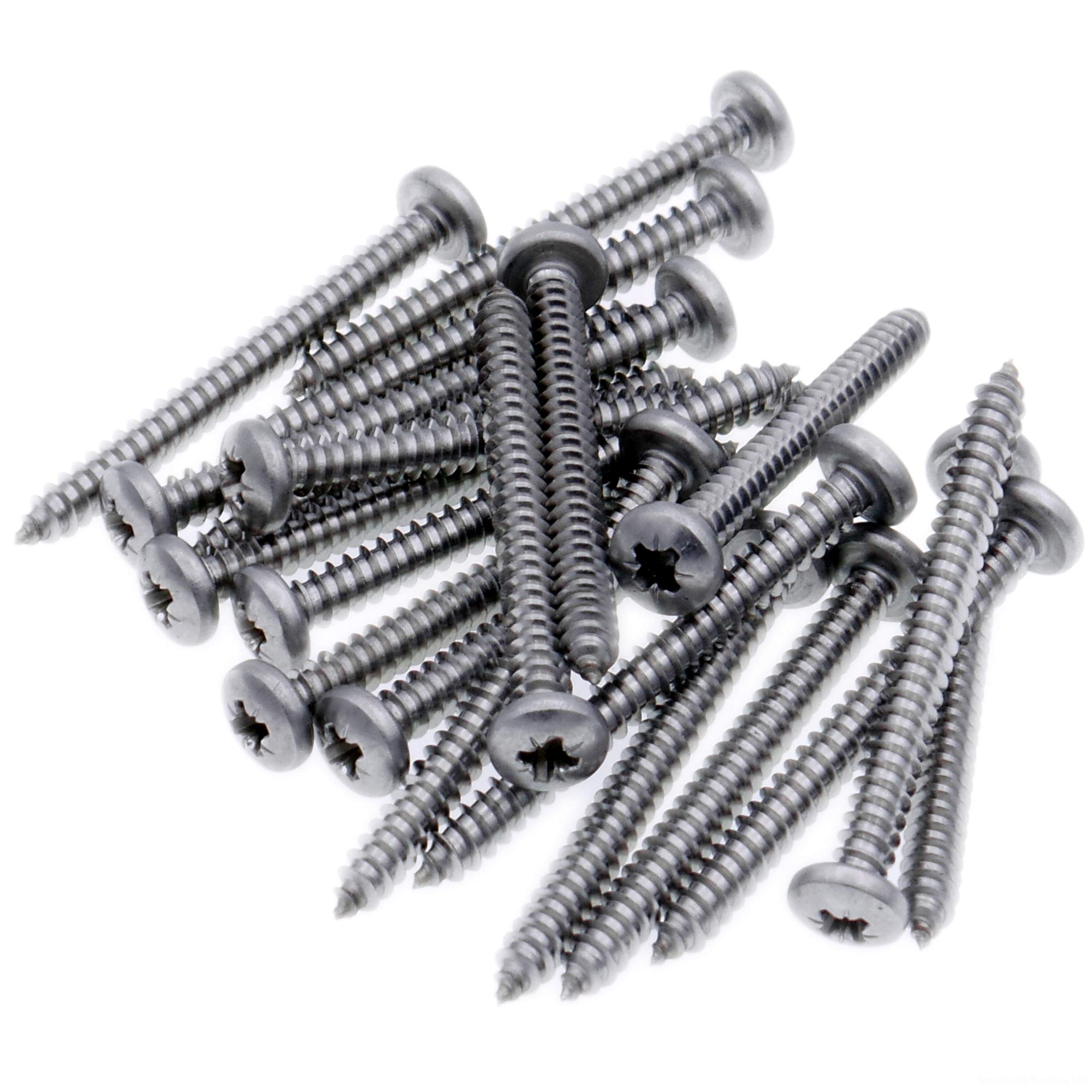 No.8 x 0.875 (4.2mm x 22mm) Pozi Pan Self-Tapping Screw - Stainless Steel (A2) (Pack of 20) — image 1