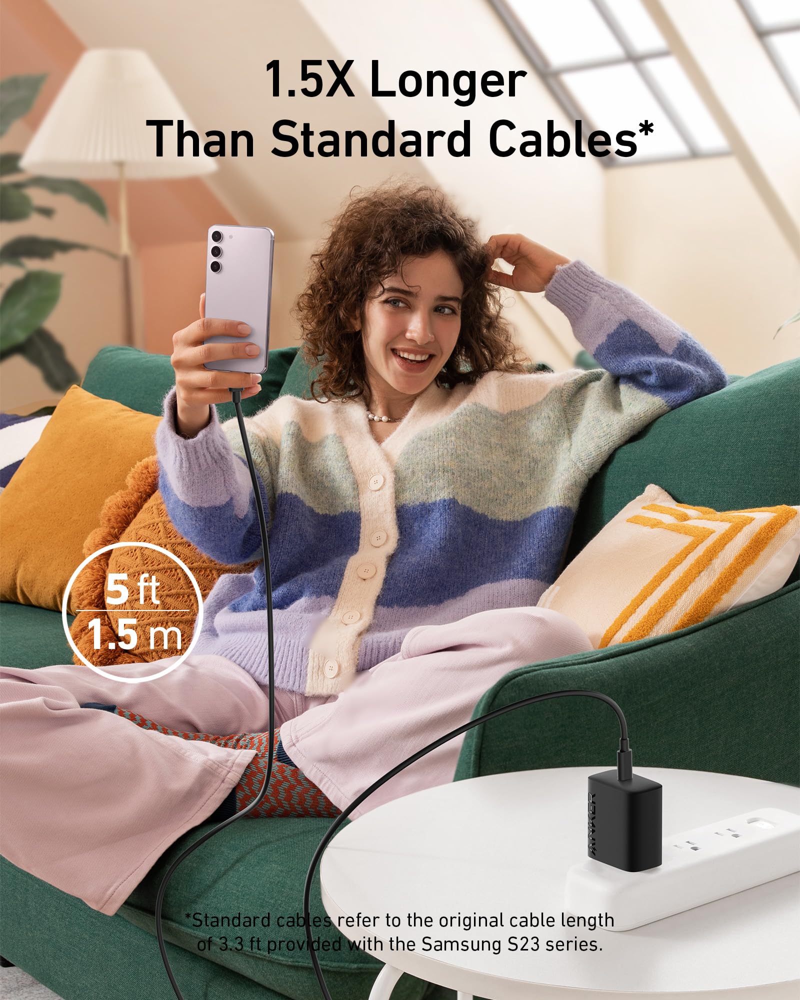 Anker 25W USB-C Super Fast Charger, Anker Charger (Non-Foldable) with USBC Cable, Supports PPS Fast Charging for Samsung Galaxy S23 Ultra/S23+/S23/S22/S21/S20/Note 20, & More 2Pack 5ft Cable Included