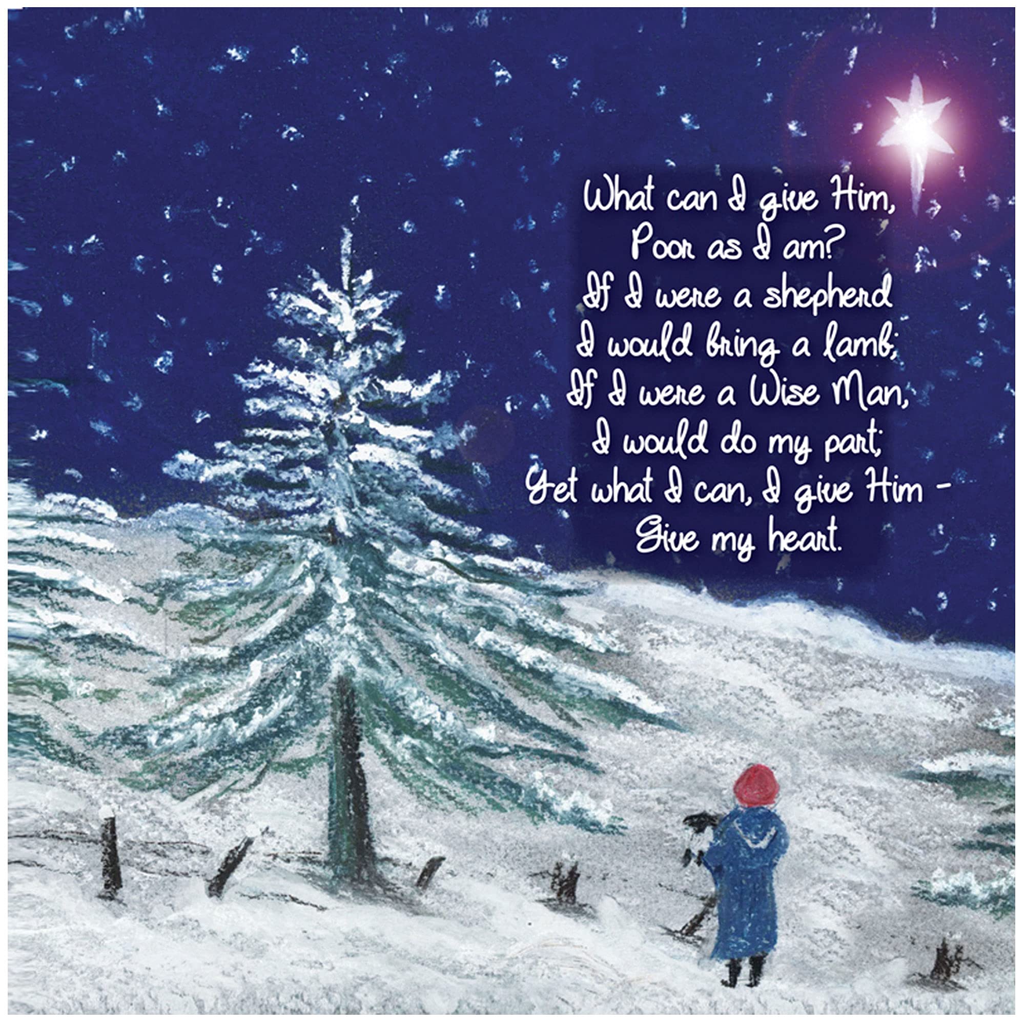 Christian Christmas cards, pack of 10 - Snowy Night, with Bible verse Matthew 1:23 inside these religious Christmas cards, by Just Cards Direct