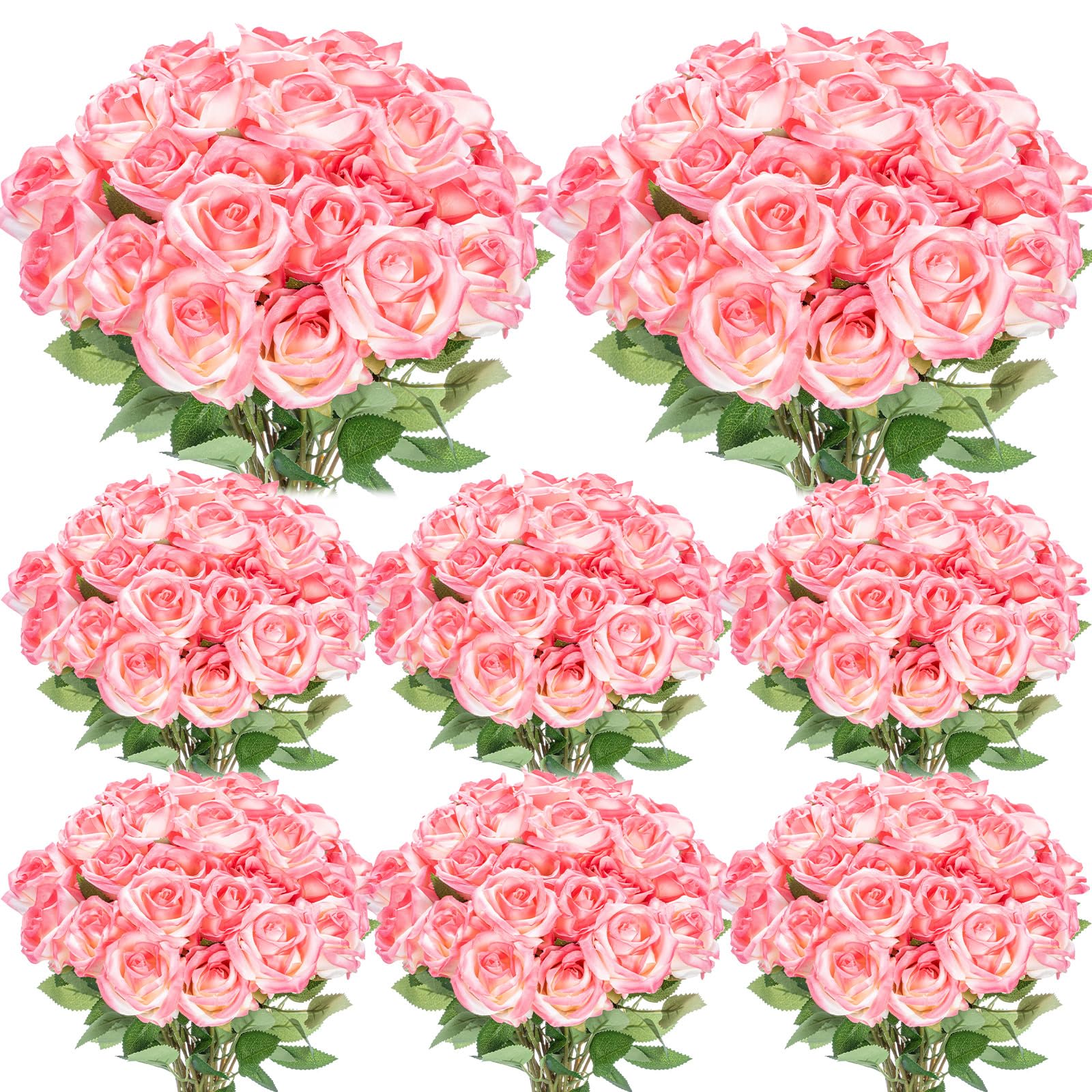 Photo 1 of Hotop 80 Pcs Rose Artificial Flowers Bulk with Long Stem, Silk Roses Realistic Fake Flowers Bouquet for Wedding Table Centerpieces Bridal Shower Party Home Decorations(Gradient Pink)