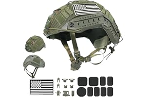 RUNCAM Airsoft Helmet, Fast PJ Type Tactical Paintball Helmet with Helmet Cover & Buffer Pads for Airsoft Paintball Cosplay Military Training Gift