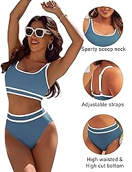 BMJL Women's High Waisted Bikini Sets Sporty Two