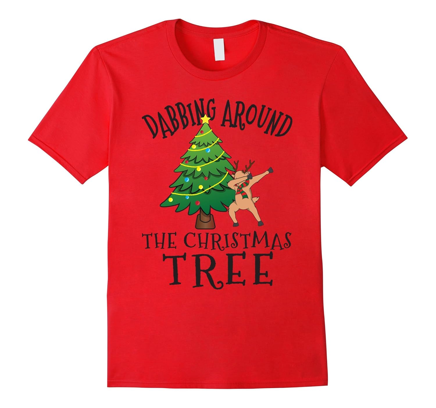 Dabbing Reindeer T-Shirt, Dab Rudolph Christmas Tree Shirt-Rose