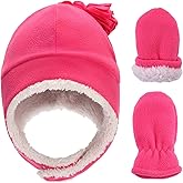 Toddler Hat & Glove Set - Baby Fleece Winter Hat and Mittens for Infant Kids
