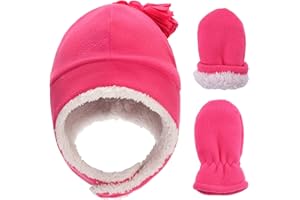 BROOK + BAY Toddler Hat & Glove Set - Baby Fleece Winter Hat and Mittens for Infant Kids