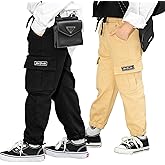 MINI PANDA Toddler Boy Pants, Little Boys 2-Pack Pull On Pants