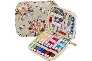 BOBODE Printing Sewing Kit Floral Pattern Sewing Set Small Basic Travel Sewing Kit for Adults, 87 PCS Professional Sewing Supplies Accessory for Emergency, Home