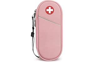 SITHON EpiPen Medical Carrying Case Insulated, Travel Medication Organizer Bag Emergency Medical Pouch Holds 2 EpiPens, Asthma Inhaler, Anti-Histamine, Auvi-Q, Allergy Medicine Essentials, Pink