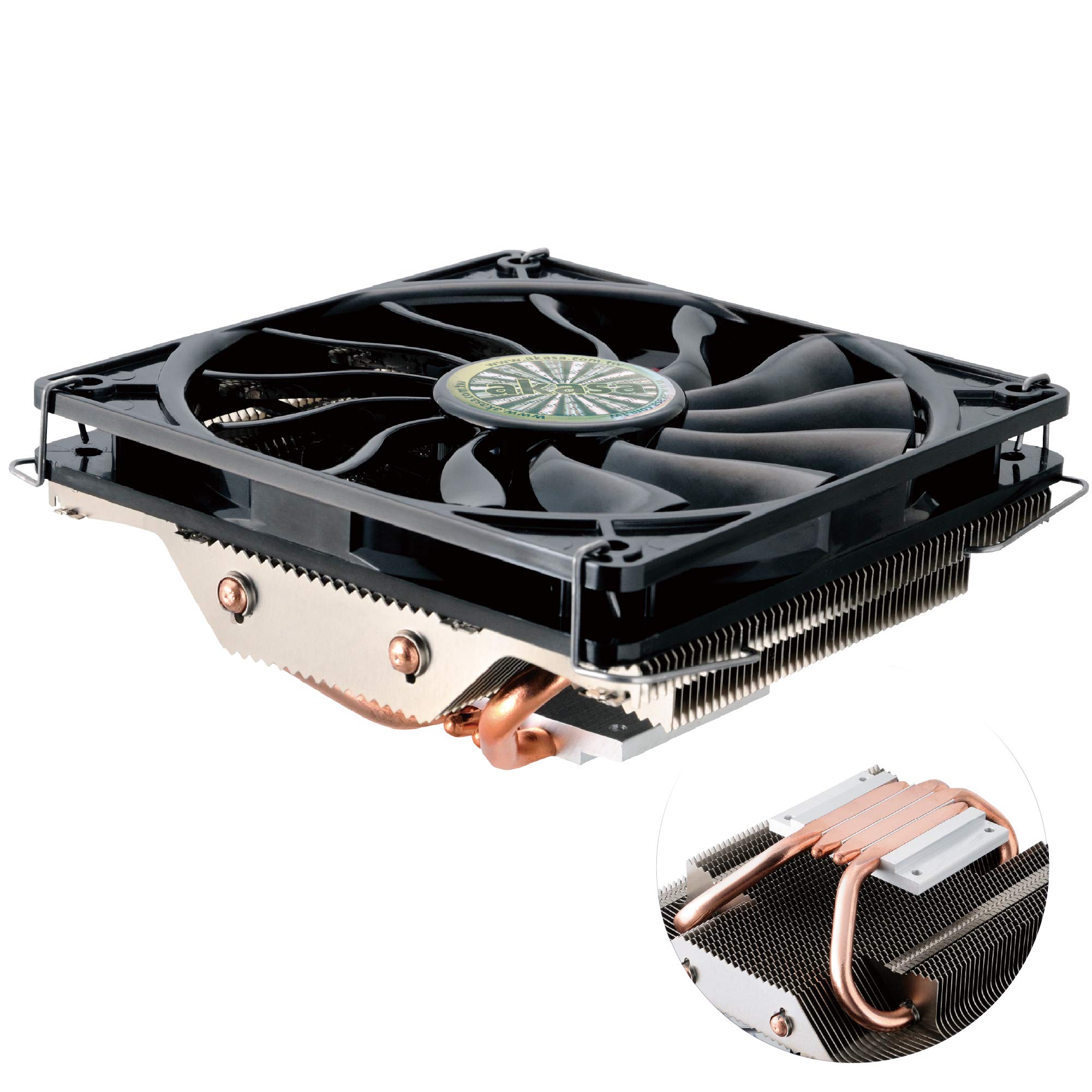 Akasa Nero LX 2 | Low Profile Cooler | PWM Fan | CPU Cooler with Copper Heatpipes & Aluminium Fins| Low Noise | 120mm Slim Case Fan | AK-CC4016EP01